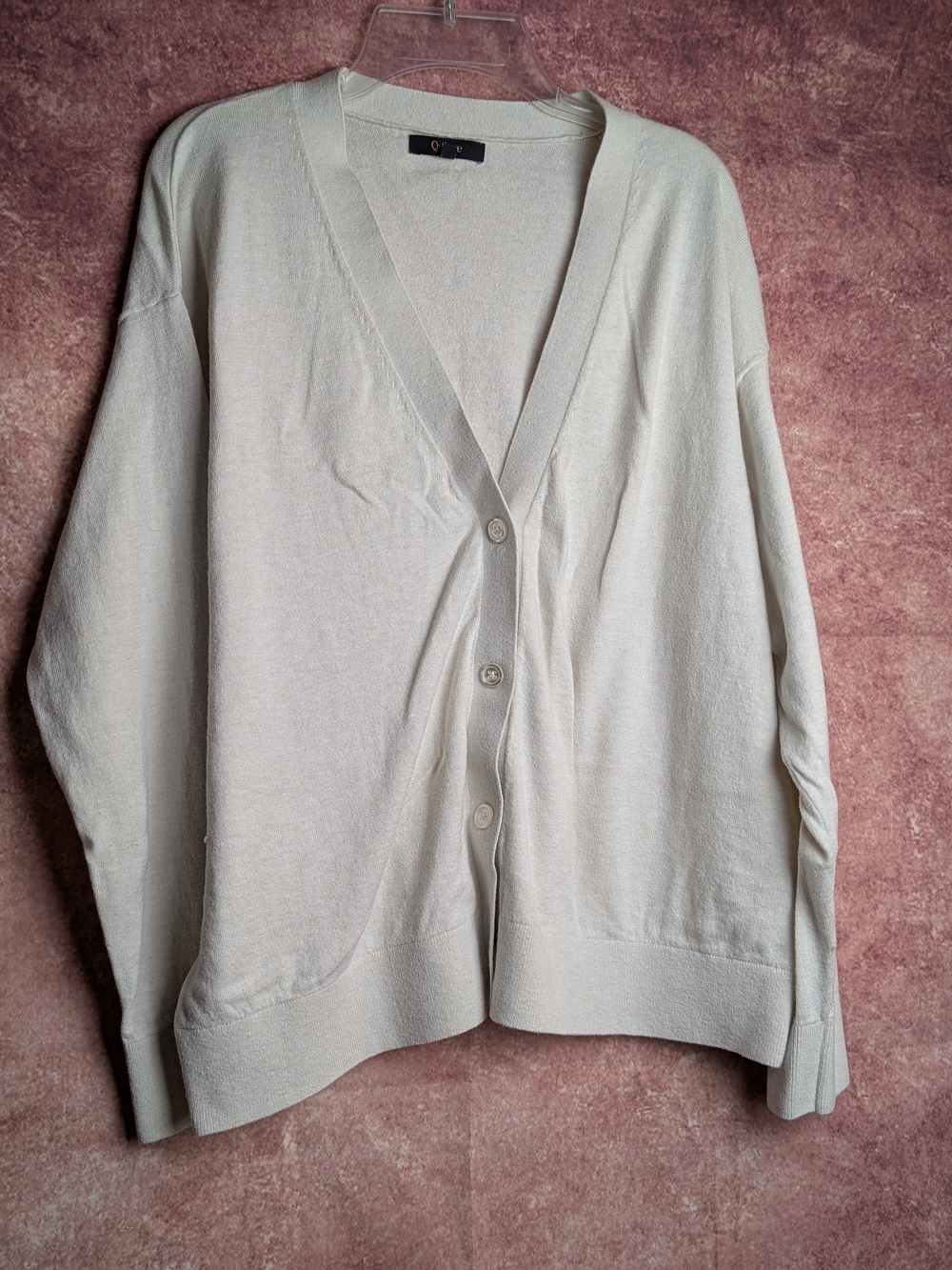 Quince Ivory Lightweight V-Neck Button Cardigan Sweater XL